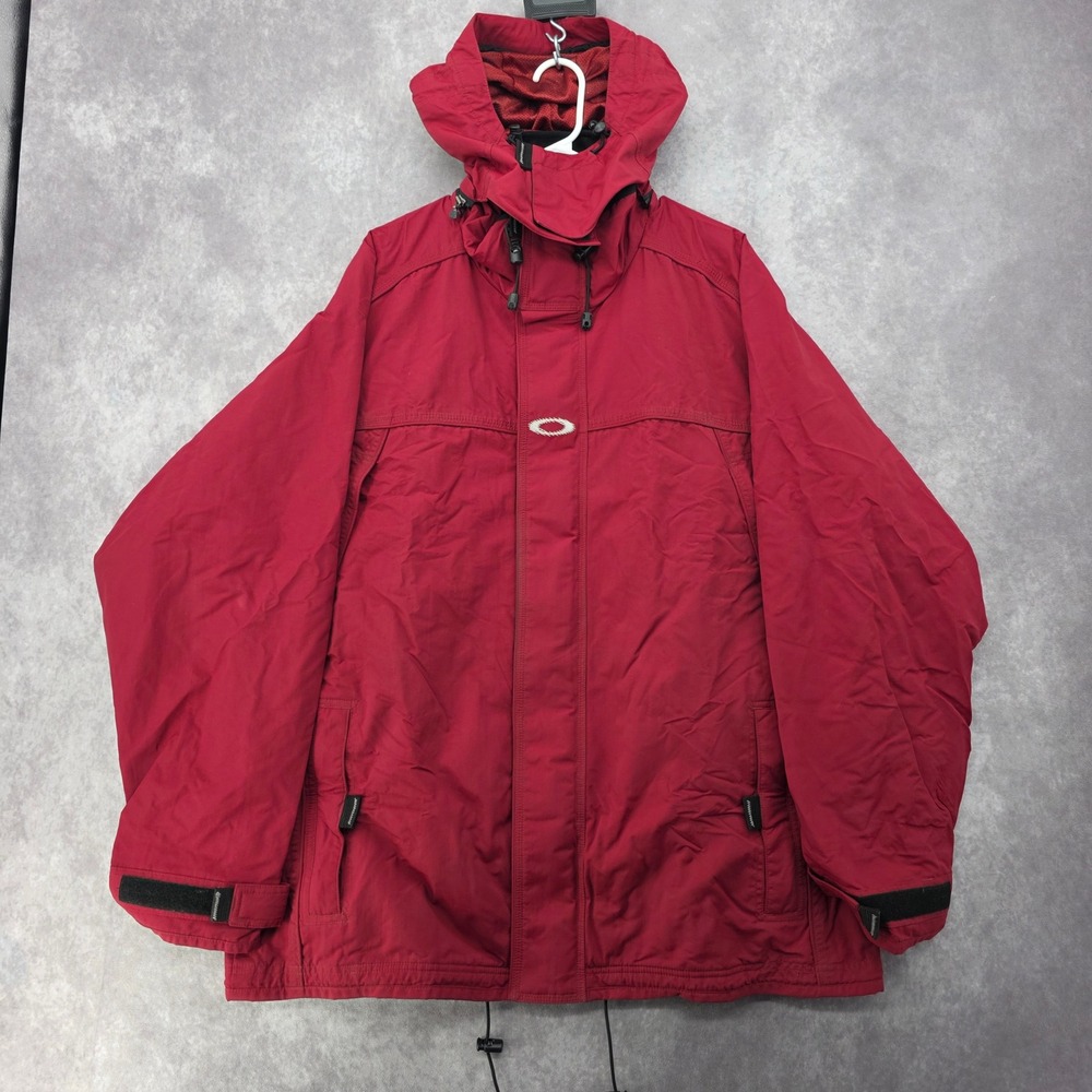 Oakley Software Red Hooded Technical Ski Jacket Mens XL Vintage Y2K Gorpcore